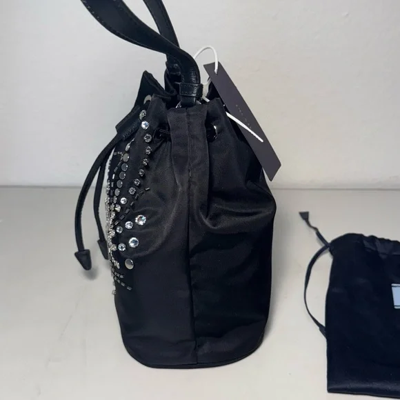 Prada Black Re-Nylon Embroidered Mini Bucket Bag - Picture 8 of 9
